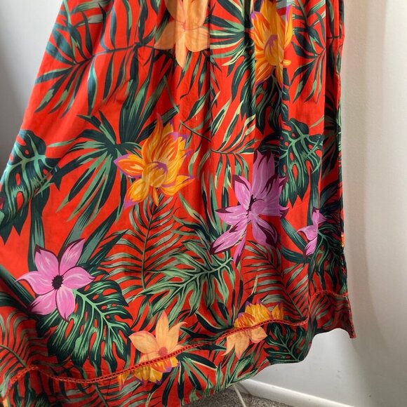 Womens Maude Vivante Tropical Floral Leaves Maxi Dress Tiered S Cotton #43 - Picture 4 of 10